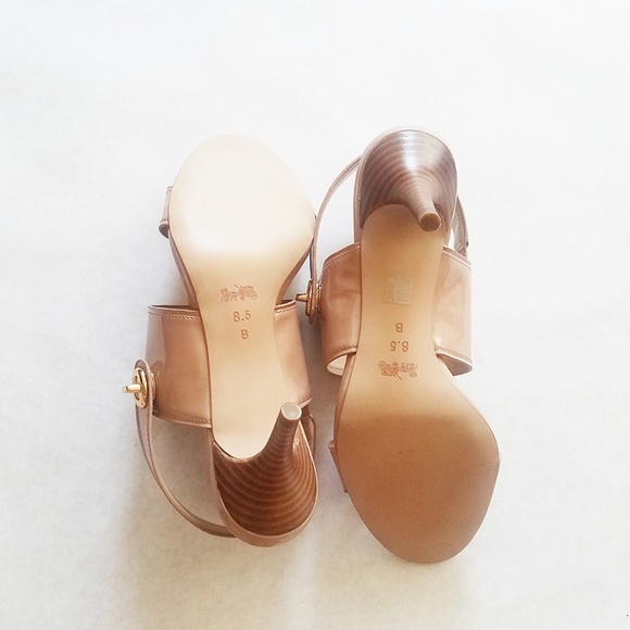 Coach Marla Patent Slingback Heels Nude Size 8.5B - Picture 6 of 6